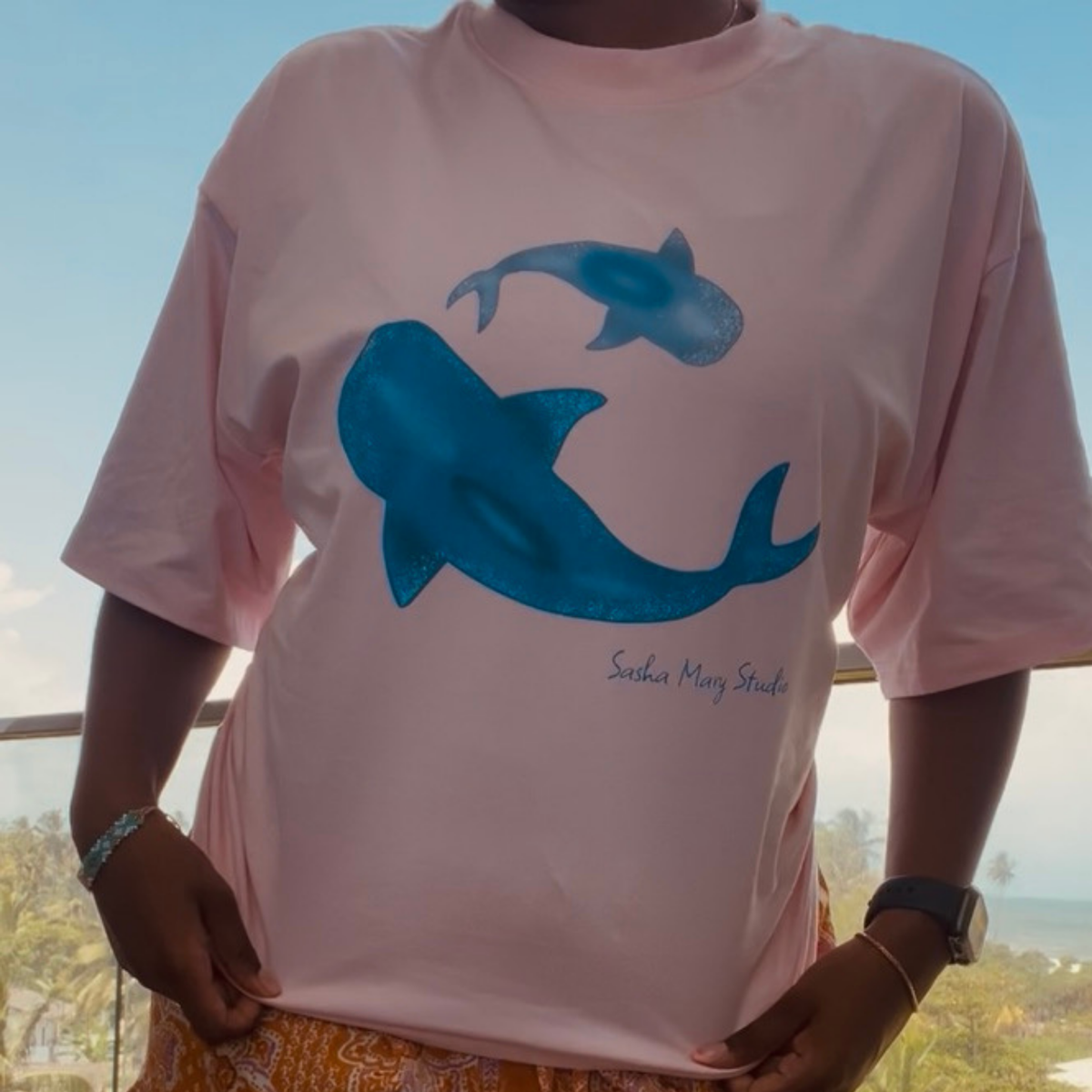 Pink Whale Shark Oversized Tee