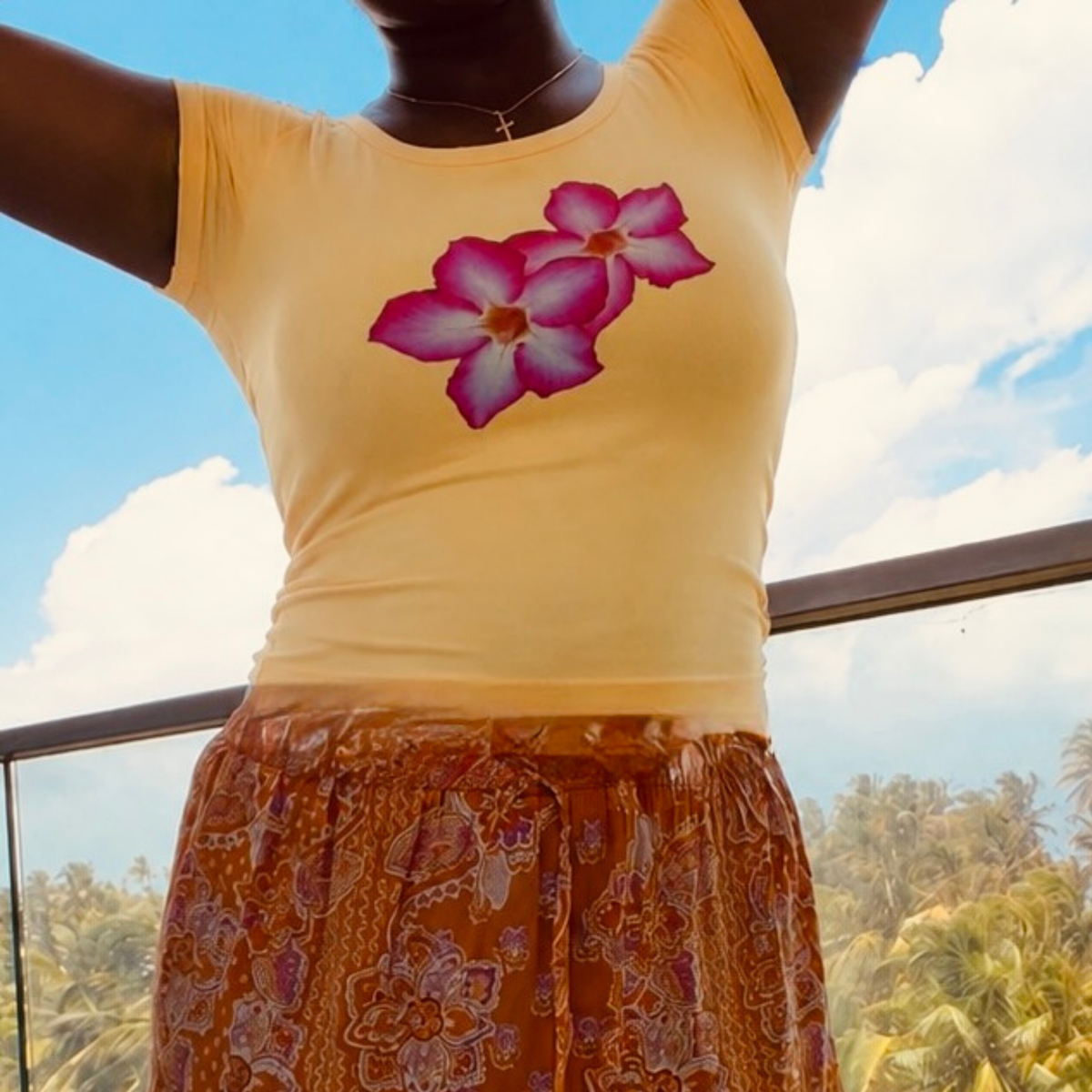 Butter Yellow Floral Baby Tee